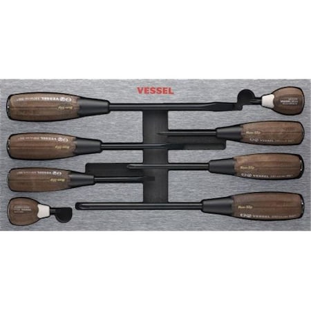 Vessel Vessel VST-3308EVA Wood Compo Non-Slip Tang Thru Screwdriver Set; 8 Piece VST-3308EVA